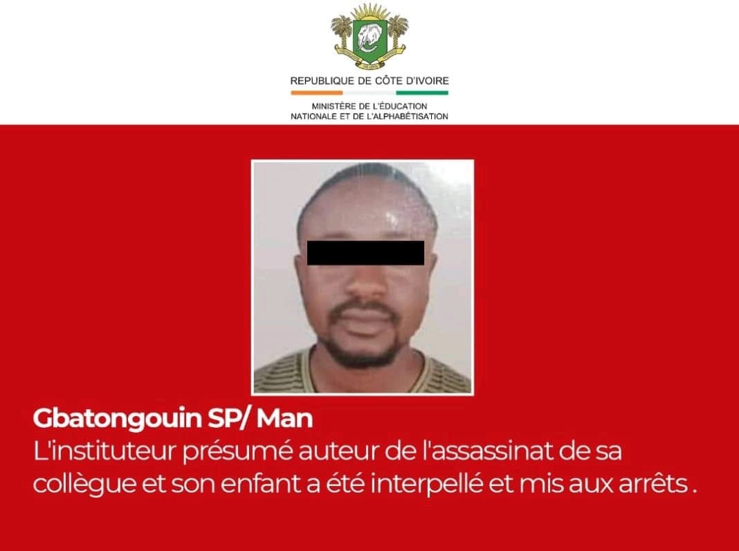 Côte d'Ivoire : Man, le principal suspect du meurtre de l'institutrice et son fils mis aux arrêts