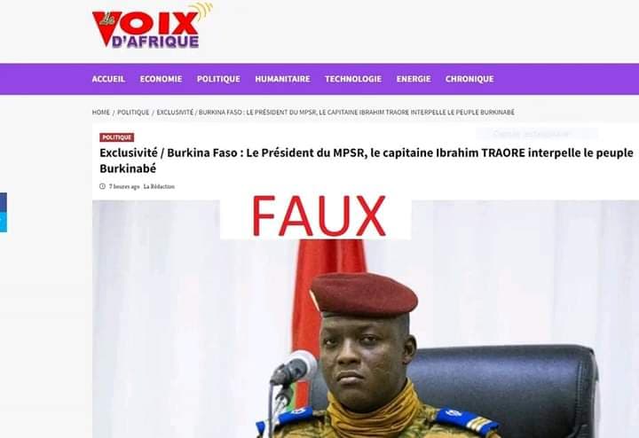 Burkina Faso : La présidence dément une adresse du président Ibrahim Traoré sur un média en ligne