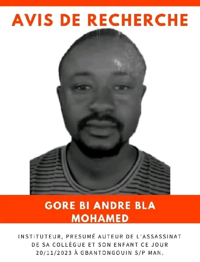 Côte d'Ivoire : La gendarmerie affirme que le présumé meurtrier de l'institutrice et son fils est toujours en cavale et "recherché"