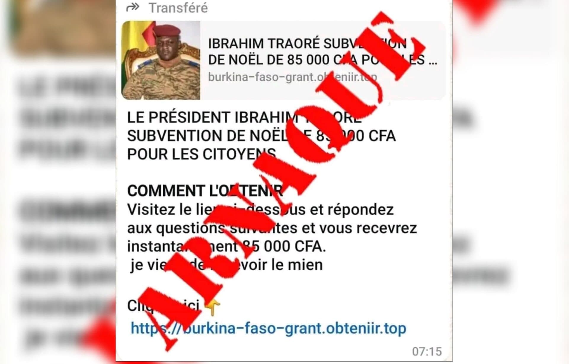 Burkina Faso : Supposée subvention du Président du Faso pour Noël, une information fausse et malveillante